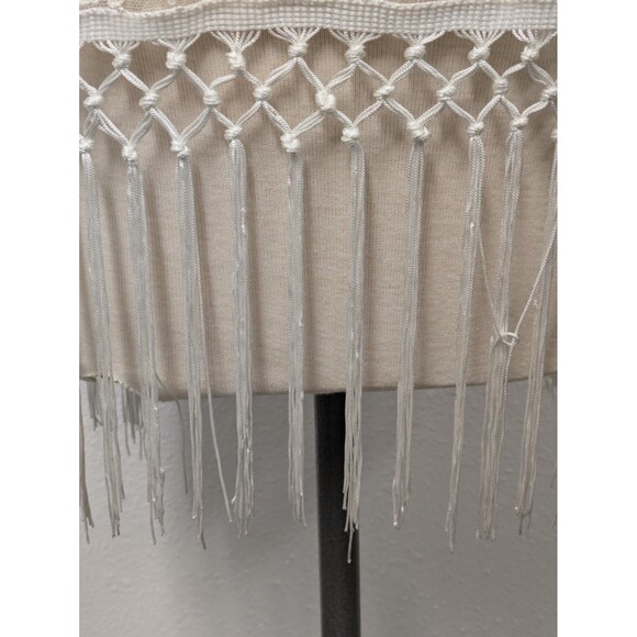 Amber Shu White Floral Lace Fringe Open Top sz L Western Romantic Fairy Bridal - Picture 7 of 11